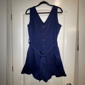 Elegant Navy Blue Sleeveless Romper